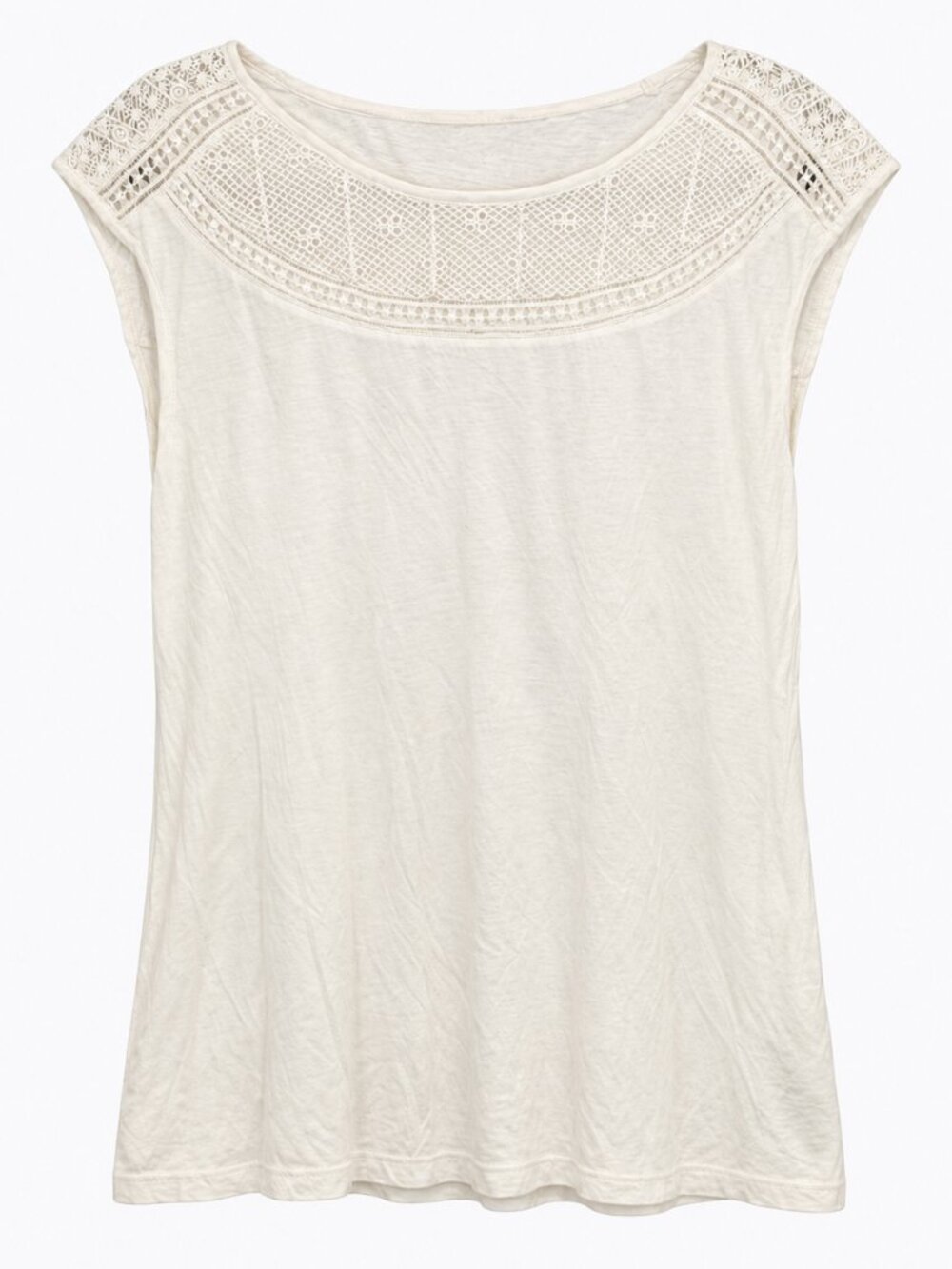 Bob Timberlake Ivory Lace Yoke Cotton Modal Top Size M